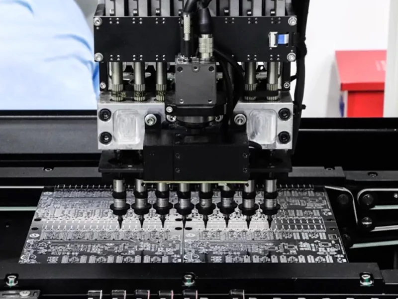 PCB assembly machine placing components on a YenGear circuit board