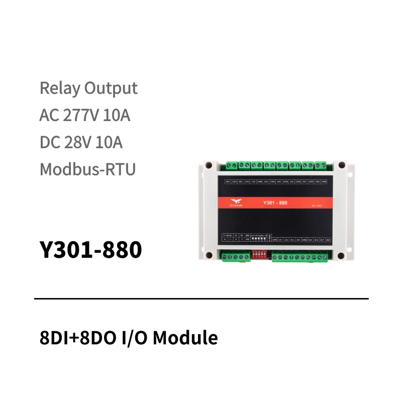 I/O module with 8 digital inputs and 8 relay outputs